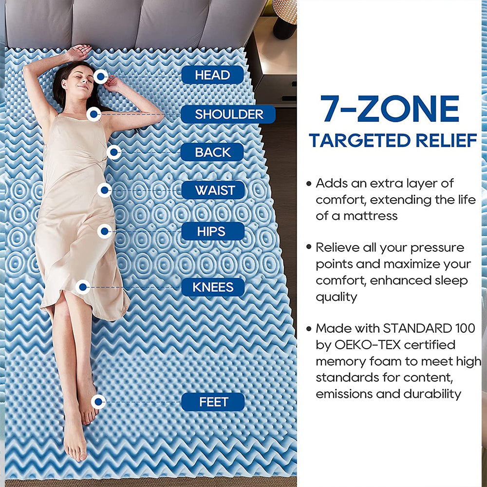 7 Zone Memory Foam Topper Mattress Toppers Cool Gel Pad Mat Medium Firm 8cm Thick