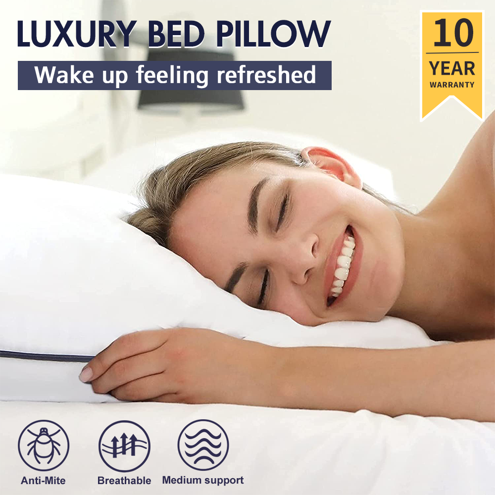 Twin Pack Hotel Quality Bed Pillow High Support Neck Pillows Medium Firm