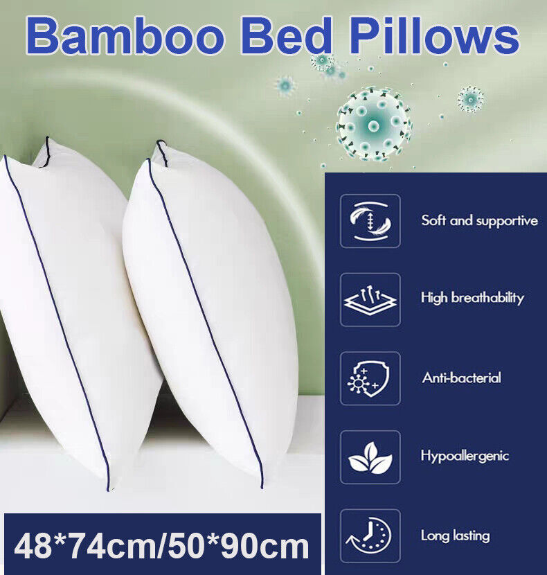 Twin Pack Hotel Quality Bed Pillow High Support Neck Pillows Medium Firm