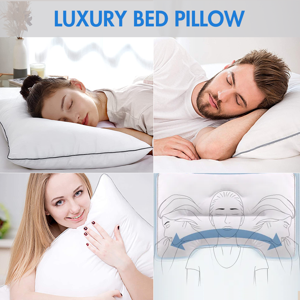 Twin Pack Hotel Quality Bed Pillow High Support Neck Pillows Medium Firm
