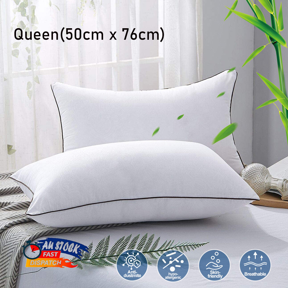 Twin Pack Hotel Quality Bed Pillow High Support Neck Pillows Medium Firm