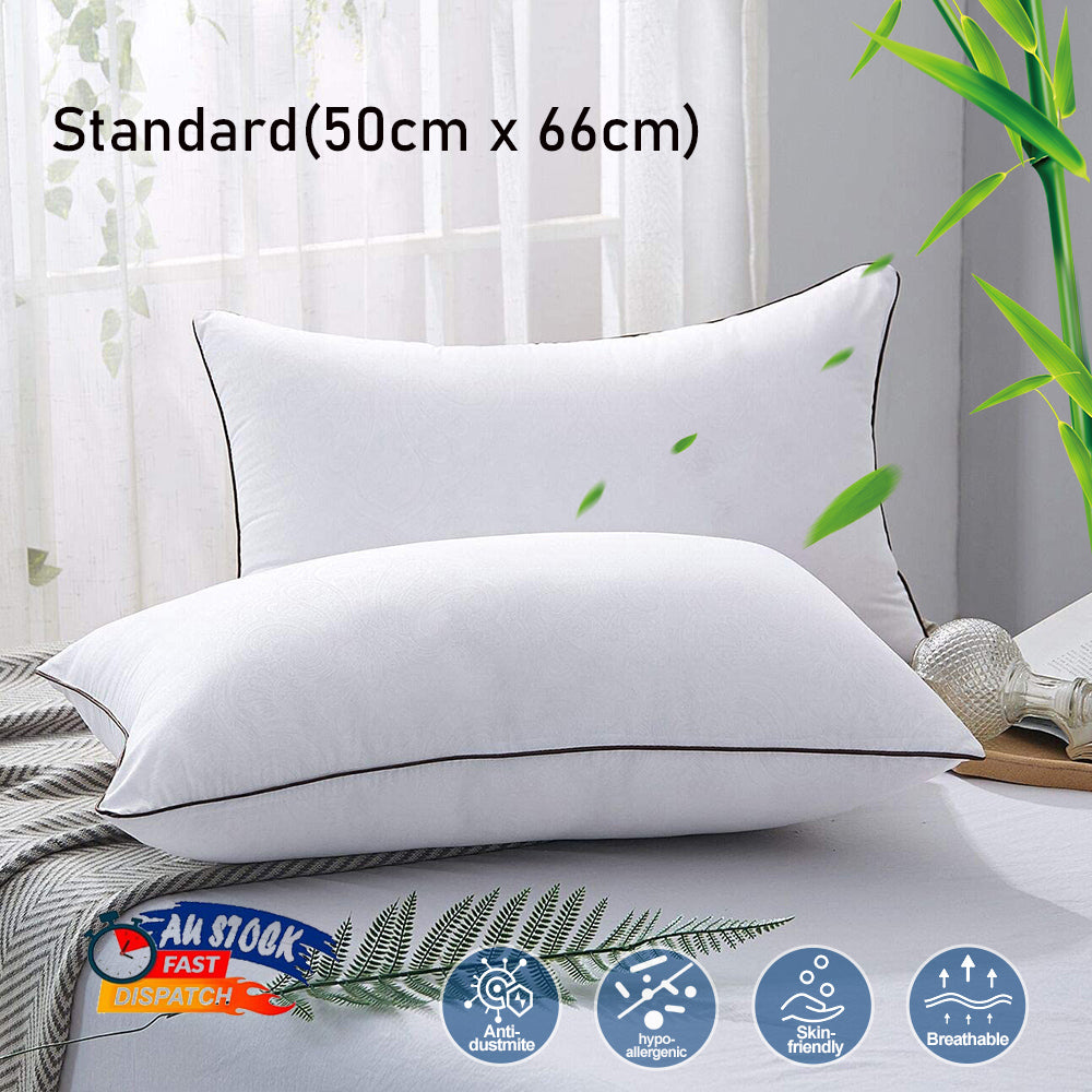 Twin Pack Hotel Quality Bed Pillow High Support Neck Pillows Medium Firm