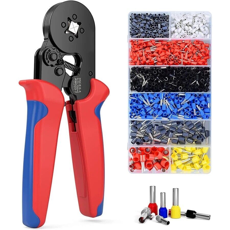 1200 Ferrule Crimper Plier Kit 0.25-10mm²Wire End Terminal Ratchet Crimping Tool