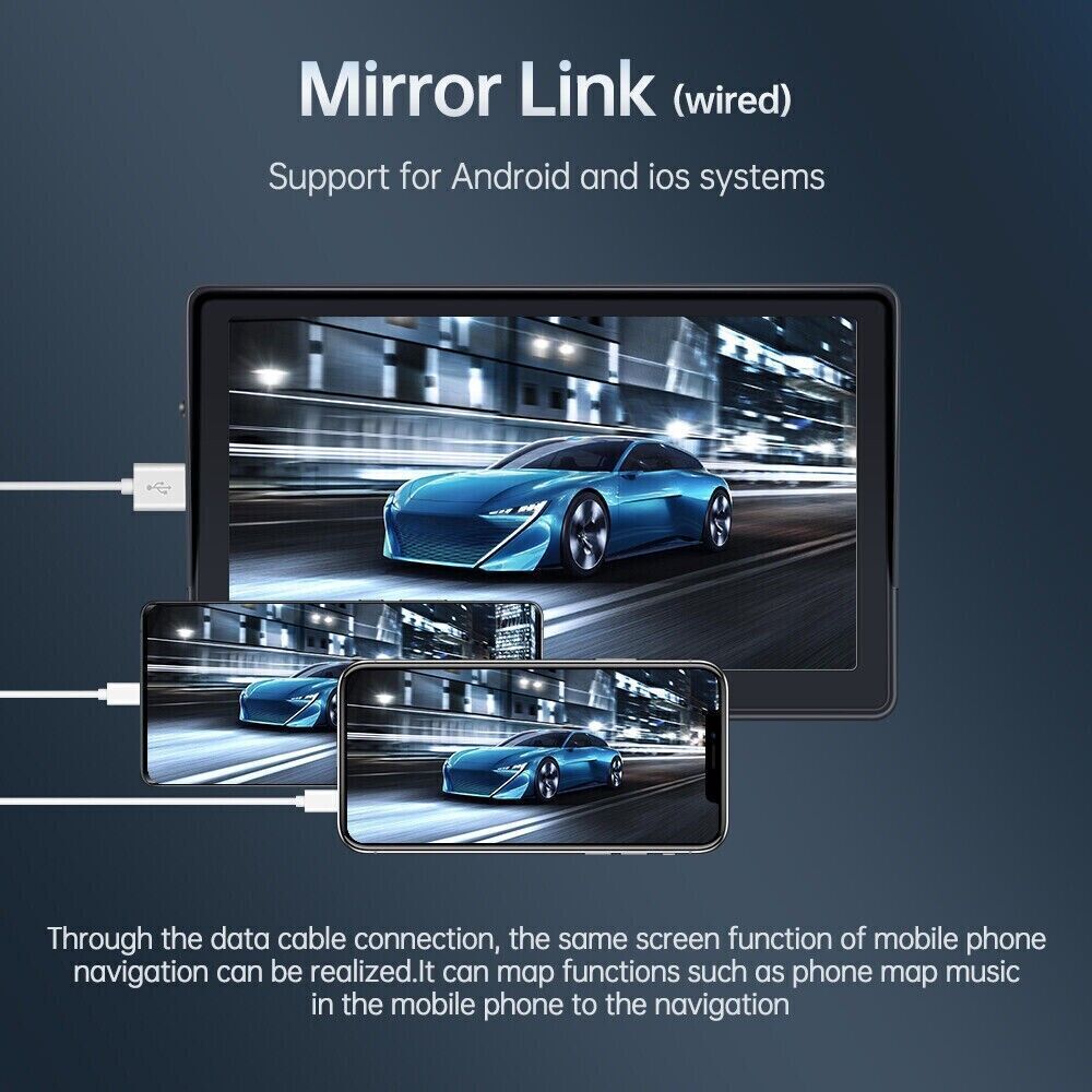 7" Portable Car Radio Player Bluetooth Apple Carplay Android Auto Reverse Camera