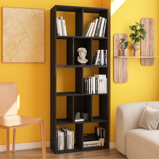 12 Cube Storage Organizer Wood Bookcase Cabinet Bookshelf Storage Wall Shelf Organizer Display Stand Home Office-black