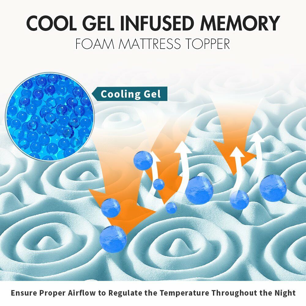 7 Zone Memory Foam Topper Mattress Toppers Cool Gel Pad Mat Medium Firm 8cm Thick