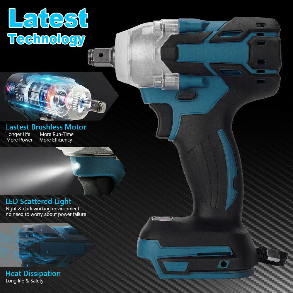 1/2'' Brushless Cordless Impact Wrench Rattle Gun Socket For Makita Battery 18V