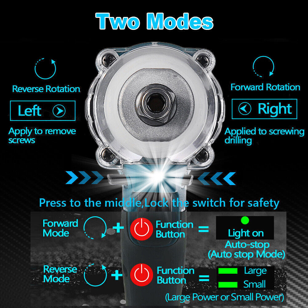 1/2'' Brushless Cordless Impact Wrench Rattle Gun Socket For Makita Battery 18V