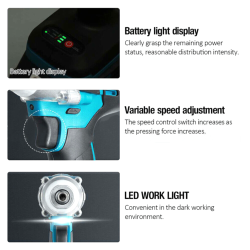 1/2'' Brushless Cordless Impact Wrench Rattle Gun Socket For Makita Battery 18V