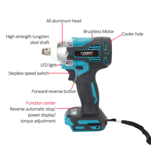 1/2'' Brushless Cordless Impact Wrench Rattle Gun Socket For Makita Battery 18V
