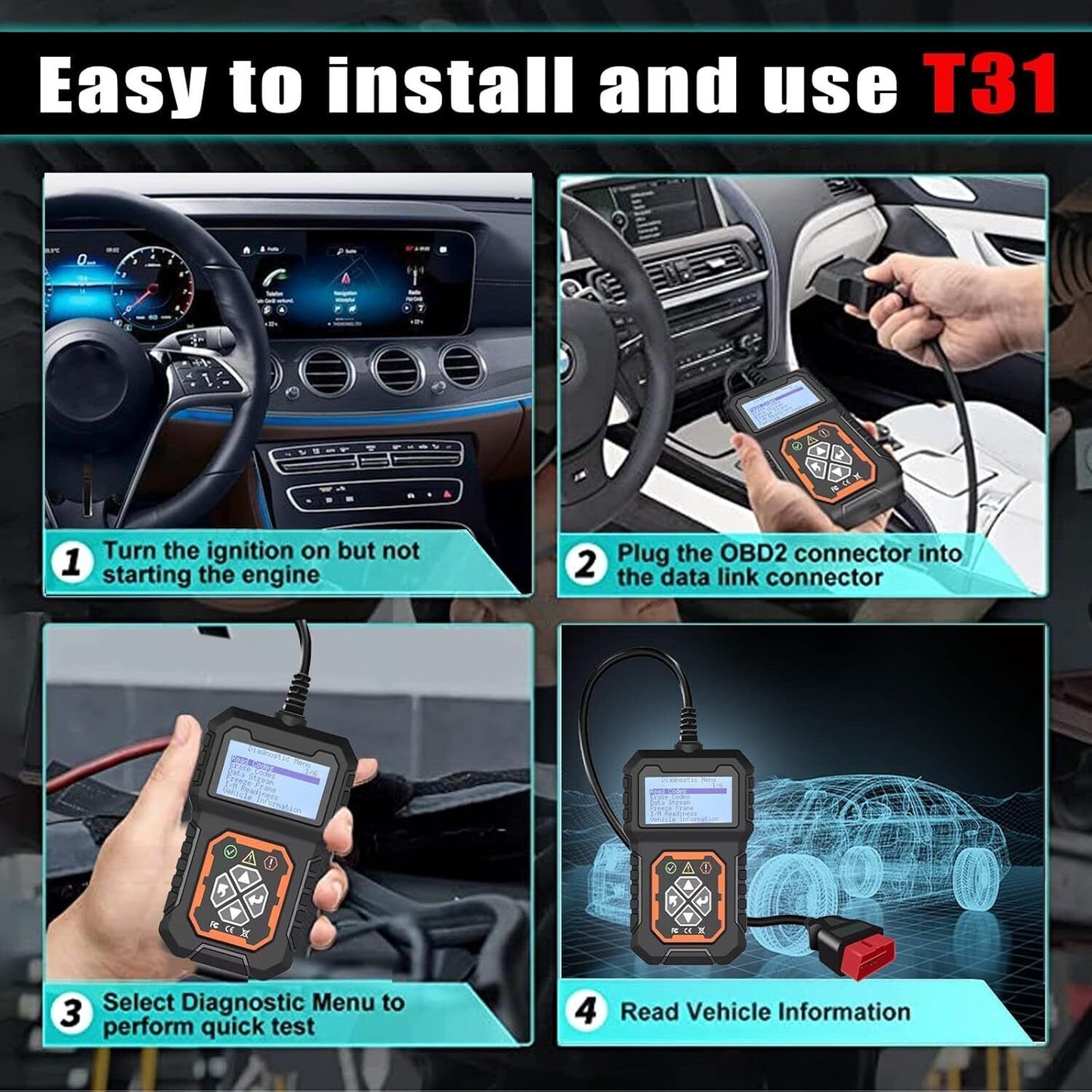 LAUNCH CY3001 Car OBD2 EOBD Scanner Auto Code Reader Engine Diagnostic Scan Tool