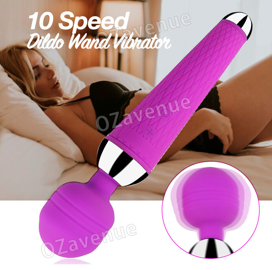 10 Speed Rechargeable Dildo Wand Vibrator Clit Stimulator AV Female Bi –  The Big Depot