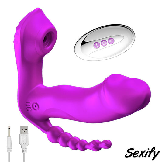 Wearable Sucking Vibrator Dildo Clit Sucker G-Spot Anal Stimulator Women Sex Toy