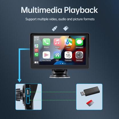 7" Portable Car Radio Player Bluetooth Apple Carplay Android Auto Reverse Camera