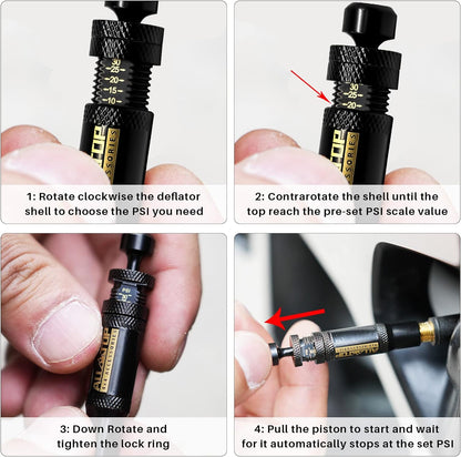 4PCS Tyre Deflators Air Quick Deflator 10~30 PSI Tire Valve Core Tool Portable