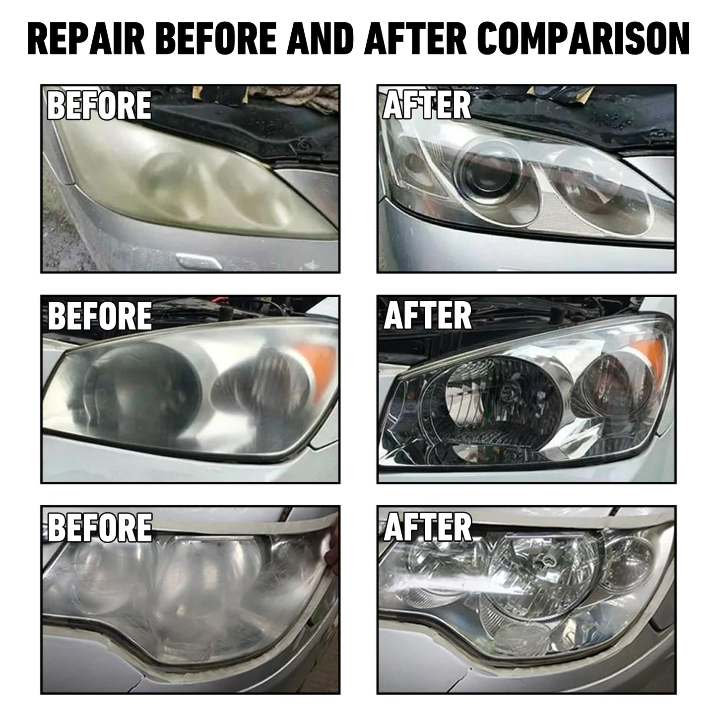 Rayhong Automotive Ceramic Headlight Repair Kit, Repair Scratches Yellow Polishing Headlight Shade Turned New Light