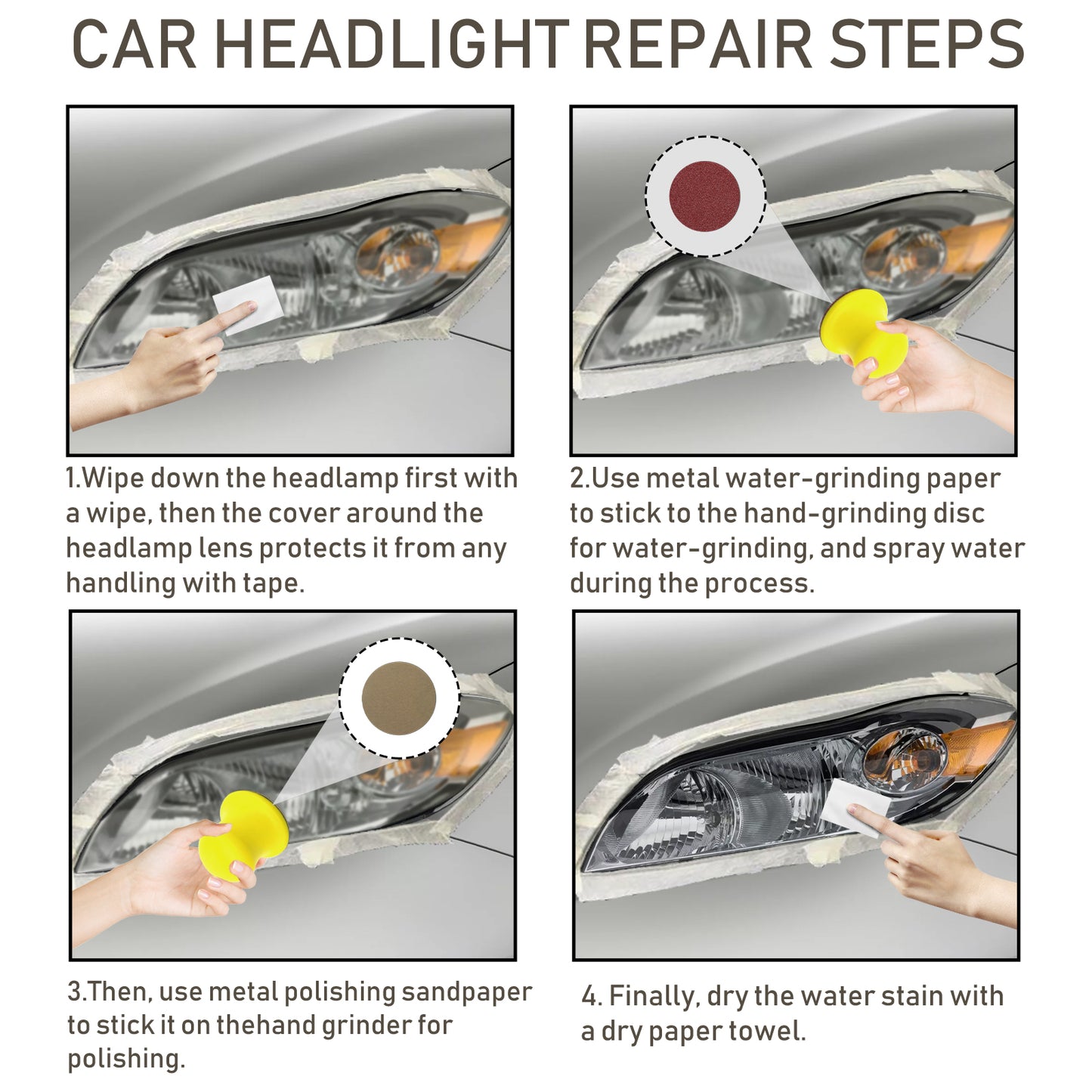 Rayhong Automotive Ceramic Headlight Repair Kit, Repair Scratches Yellow Polishing Headlight Shade Turned New Light