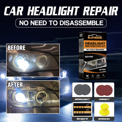 Rayhong Automotive Ceramic Headlight Repair Kit, Repair Scratches Yellow Polishing Headlight Shade Turned New Light