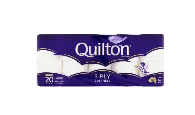 Quilton 3 Ply White Toilet Paper | 20 pack