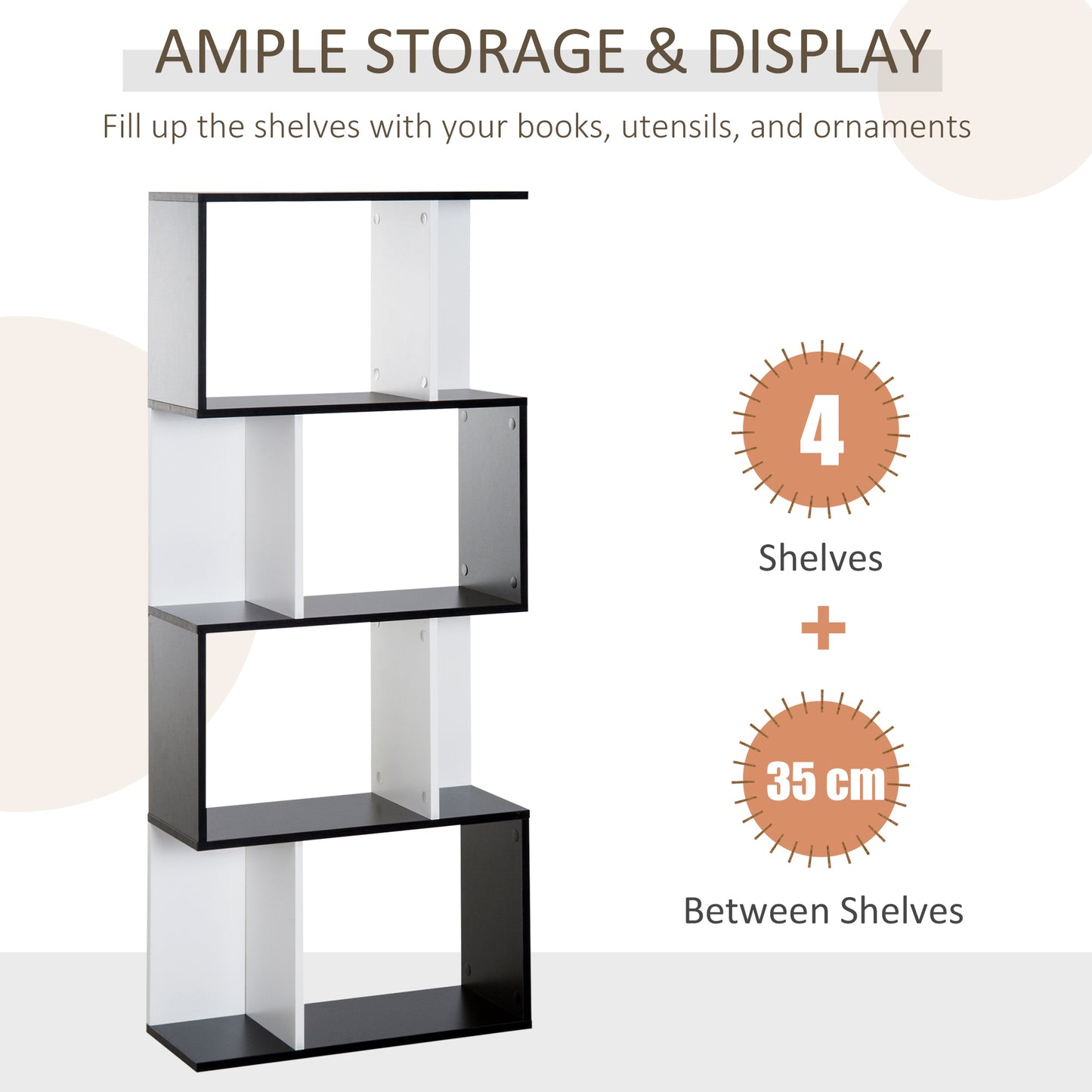 4 level storage cabinets-black and white