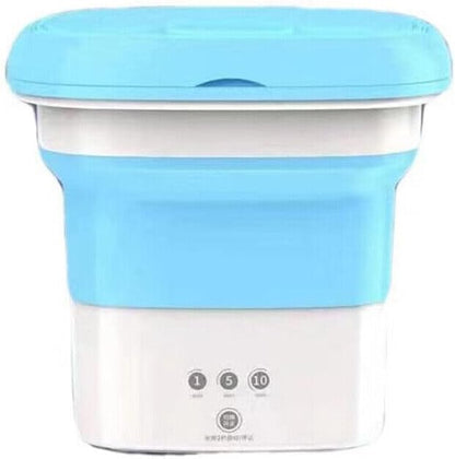 Mini Washing Machine Bucket Folding Portable Laundry Machine Clothes Washing（Blue）