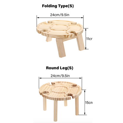 West Avenue Round Folding Picnic Organiser Table - Natural