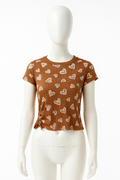 Macchiato Heart Print Asymmetric Cinsh Top