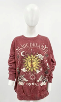 Rich Red Sun Graphic Pullover Sweatshirt