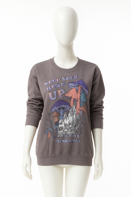 Grey Forest Graphic Pullover Sweatshirt