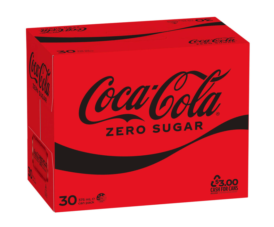 Coca-Cola Zero Sugar Soft Drink Multipack Cans 30 x 375mL | 30 Pack - Big Depot Australia