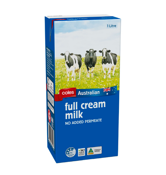 Coles Australian Full Cream Long Life Milk 1L - Big Depot Australia