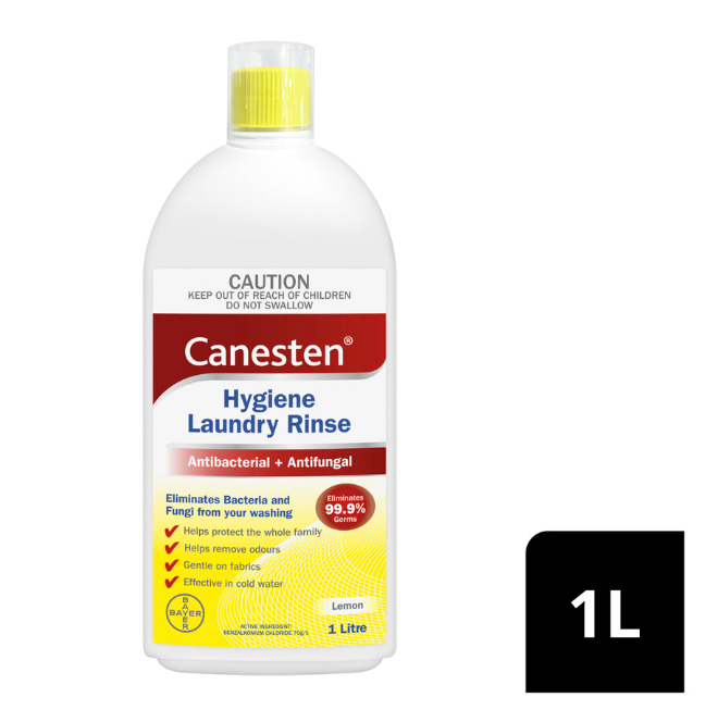 Canesten Antibacterial and Antifungal Hygiene Laundry Rinse Sanitiser Lemon Scented | 1L - Big Depot Australia