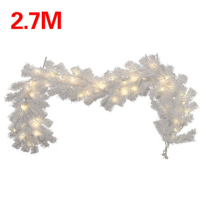 Christmas Garland White With Lights Home Fireplace Stairs Rattan Bushy Wreath