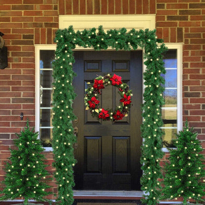 Artificial Christmas Garland Green Bushy Pine Outdoor Tree Fireplace Wreath Xmas