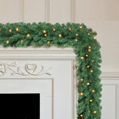 Artificial Christmas Garland Green Bushy Pine Outdoor Tree Fireplace Wreath Xmas