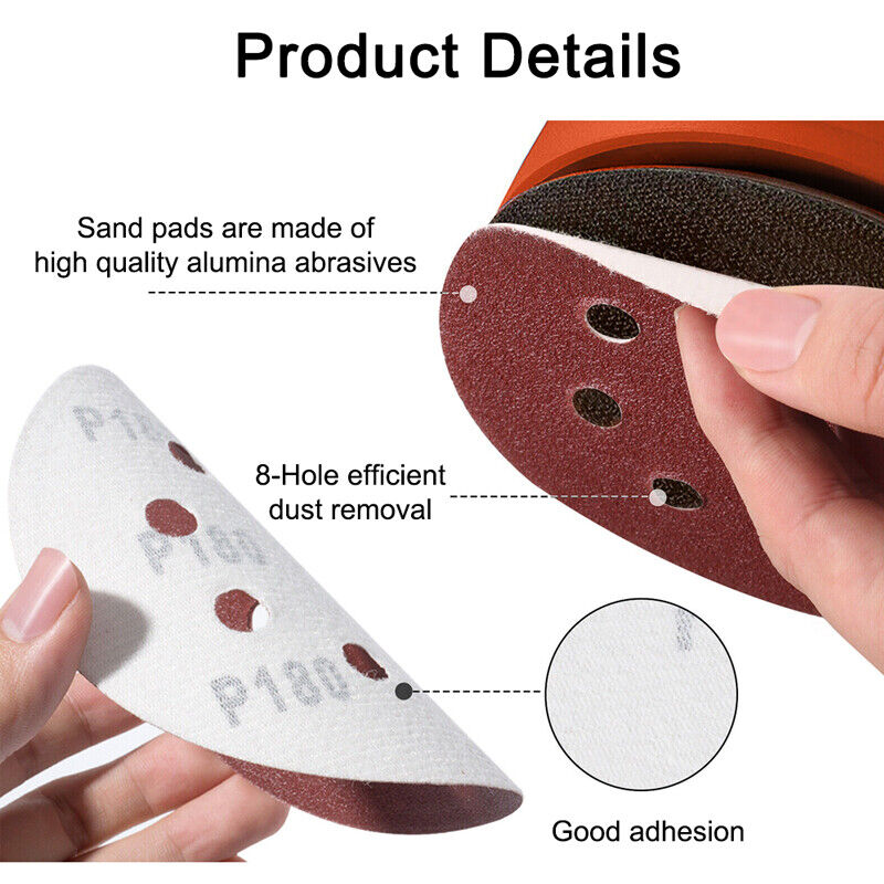 Sanding Discs 125mm 5 inch 8-Hole 80-3000 Mixed Grit Orbital Sander Pads Sandpaper