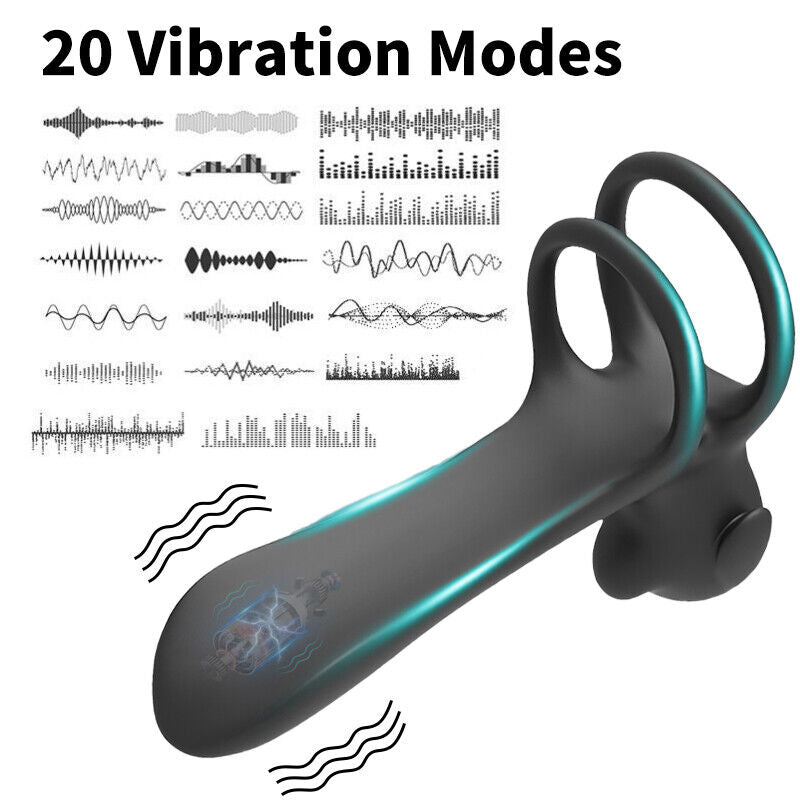 Penis Vibrator Cock Ring Vibrating Clit G-Spot Anal USB Sex Toy For Male Couples