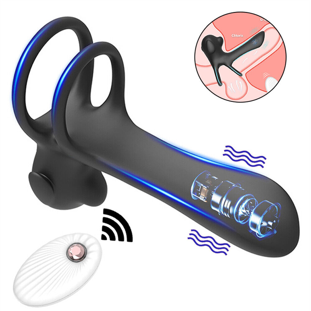 Penis Vibrator Cock Ring Vibrating Clit G-Spot Anal USB Sex Toy For Male Couples