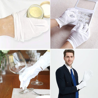 12 Pairs Hands Work Hand Protector Soft Costume Jewellery Cotton White Gloves