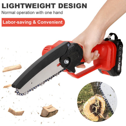 6 Inch Electric Chain Saw Cordless Handheld Garden Pruning Saw Electric Chain Saw Wood Cutter Woodworking Power Tools