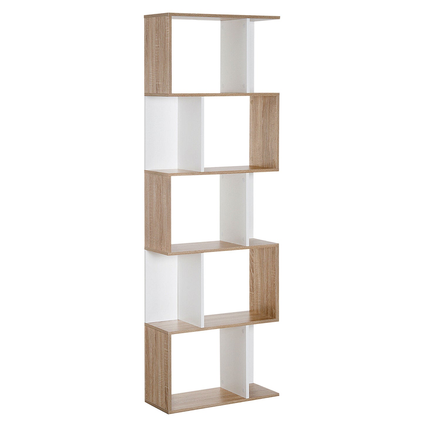 5 level storage cabinets-walnut and white