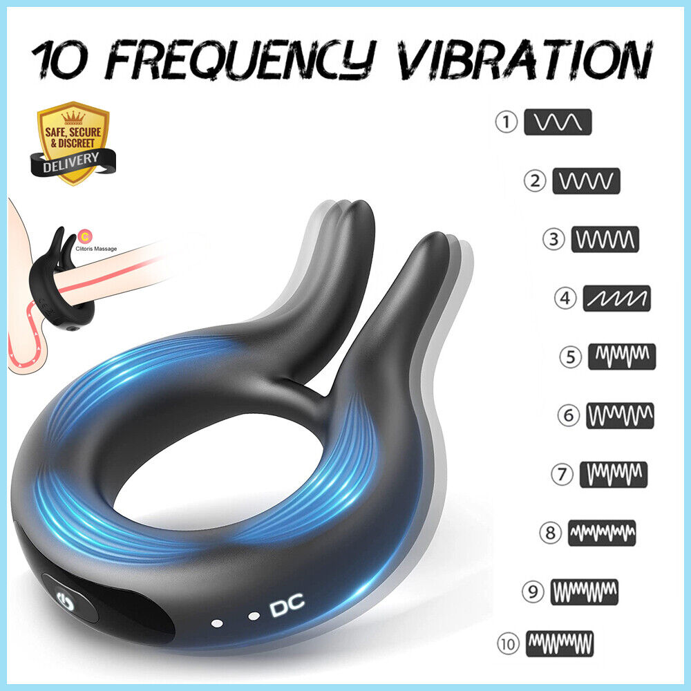 Vibrating Cock Ring Penis Vibrator G-Spot Clit Massager Couple Delay Men Sex Toy