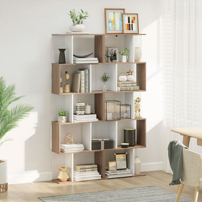 5 level storage cabinets-walnut and white