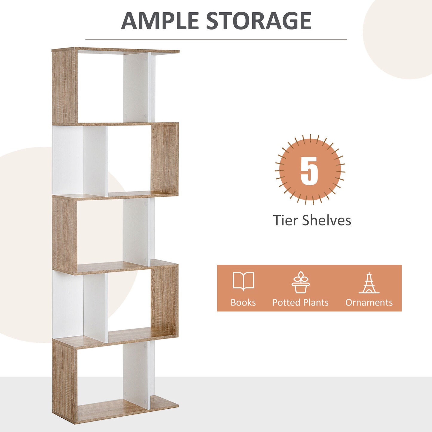 5 level storage cabinets-walnut and white