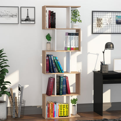 5 level storage cabinets-walnut and white