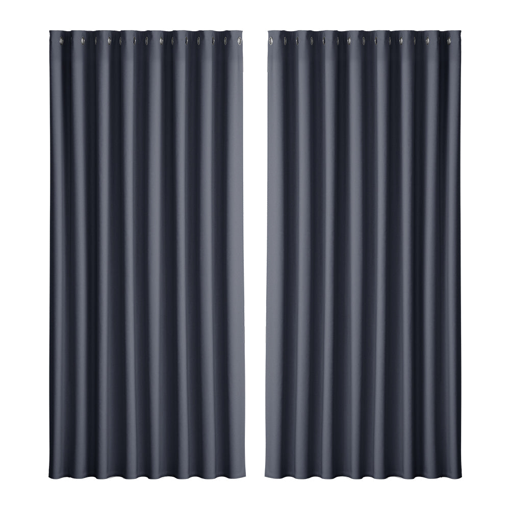 Artiss 2X Blockout Curtains Blackout Window Curtain Eyelet 300x230cm Charcoal