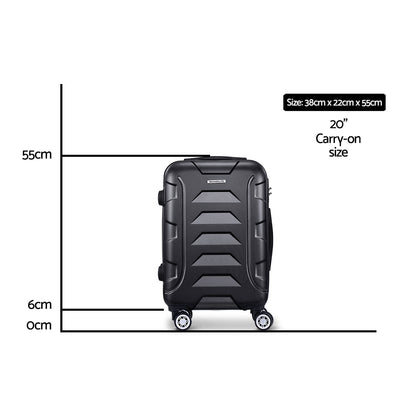 Wanderlite 20inch Luggage Travel Suitcase Set Trolley Hard Case Strap Lightweight