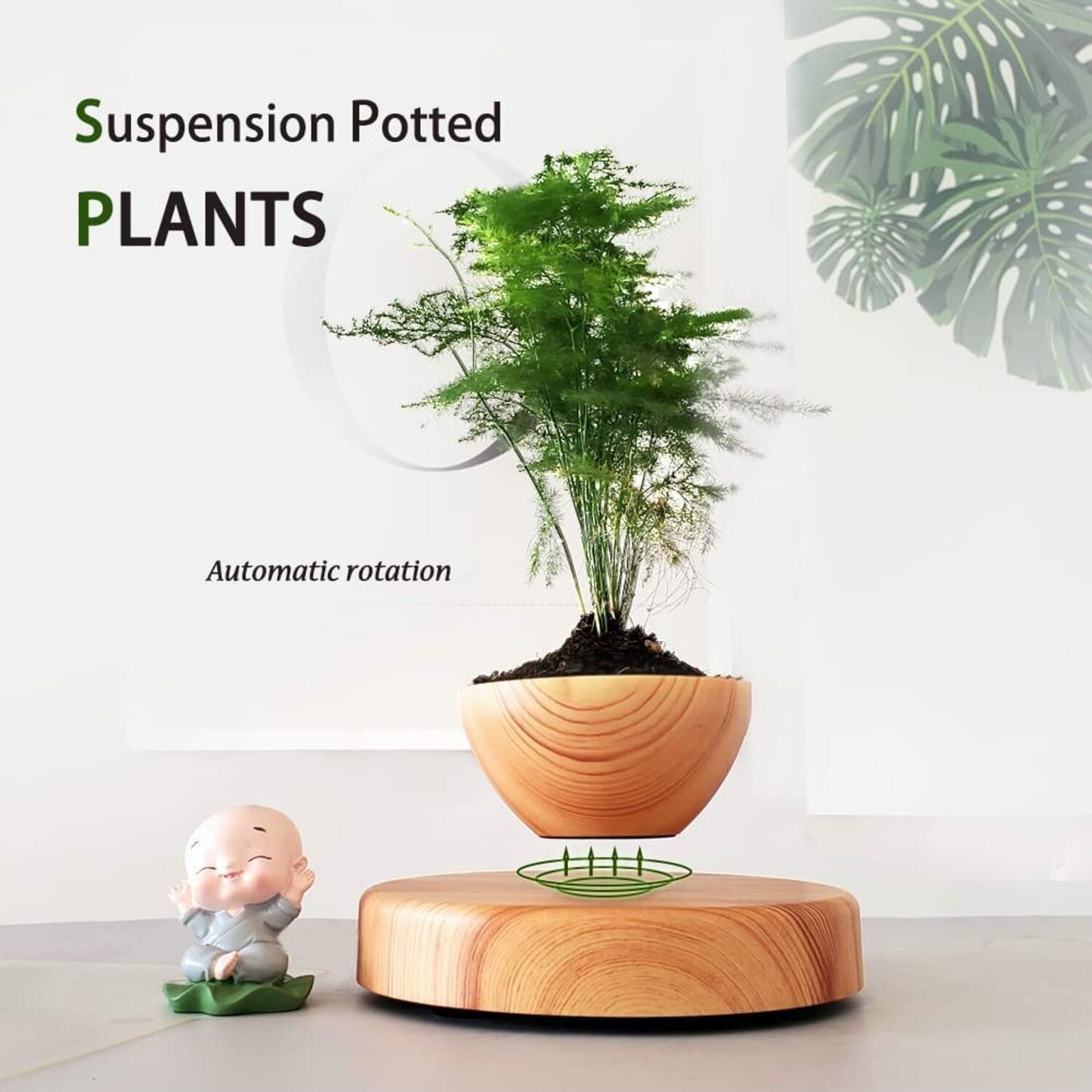 GOMINIMO Magnetic Levitating Plant Pot Oak GO-MLP-108-HCNT