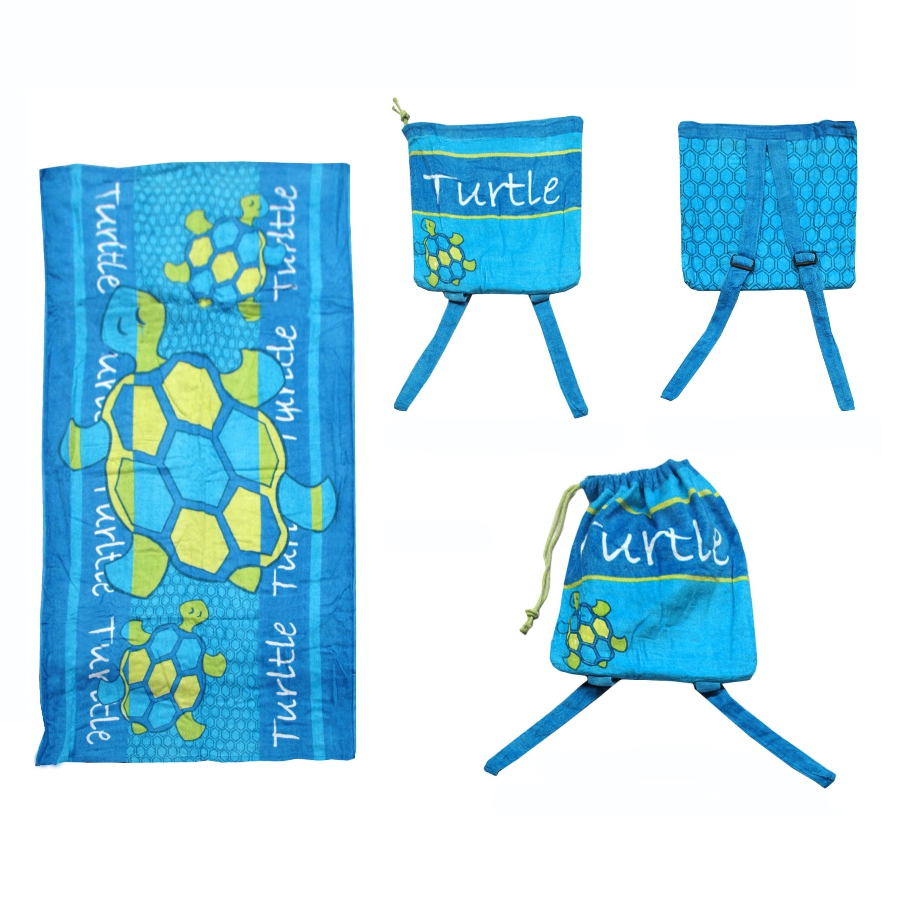 Kids Beach Towel N Bag Turtle