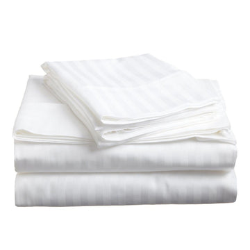 soft stripe microfibre sheet set double white